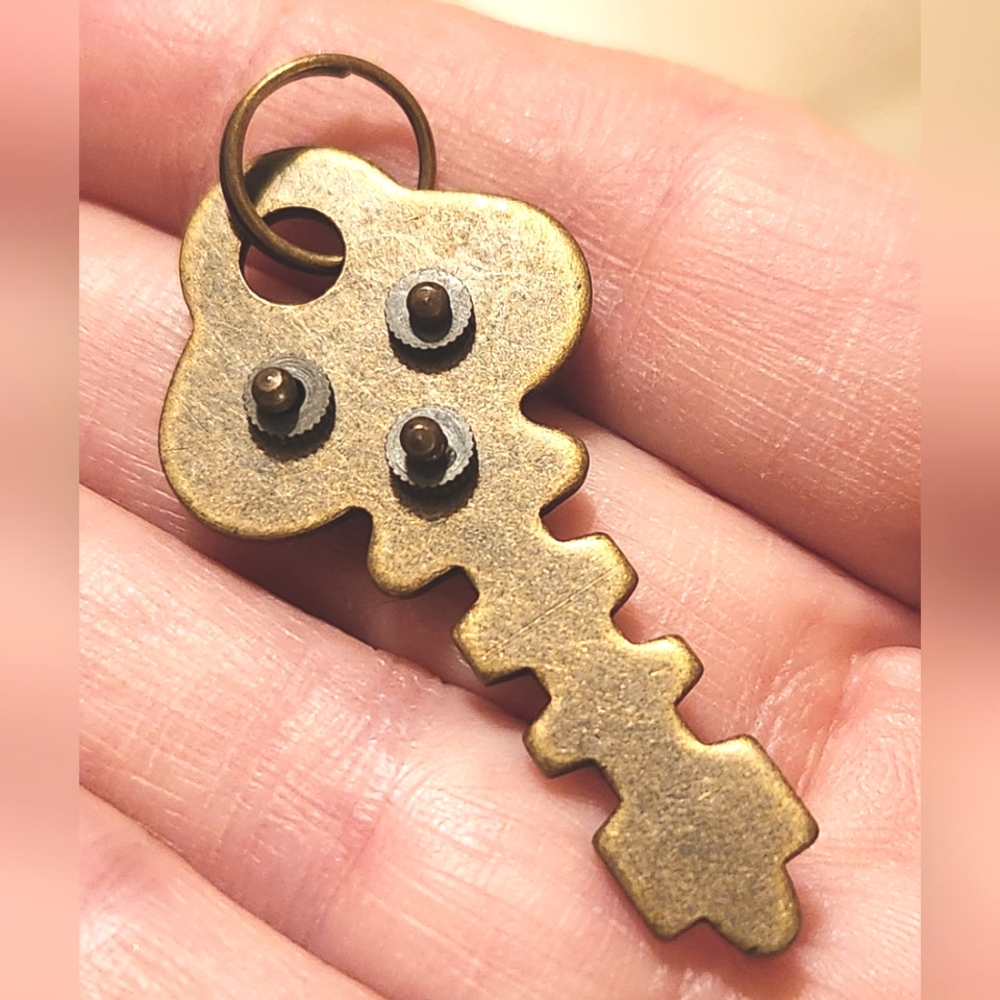 Anthropologie Vintage Brass Steampunk Key Pendant/Charm